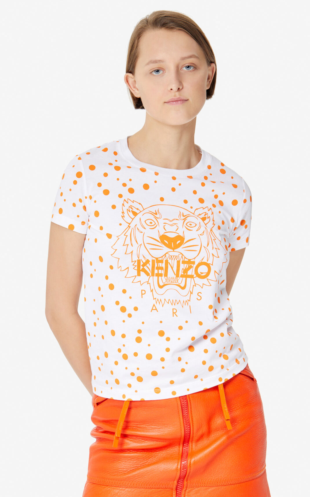 Kenzo Dots Tiger Camisetas Mujer Naranjas Oscuro | 5248371-FQ